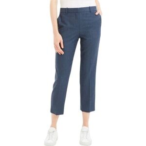 Theory Sleek Flannel Navy Blue Cropped Trouser Pants Melange Ankle 10 NEW